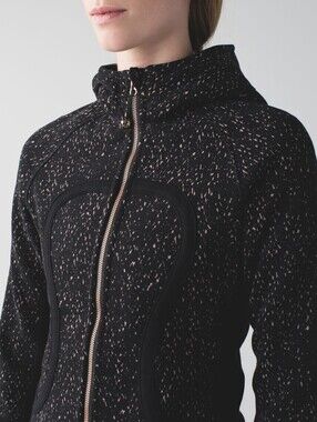 Lululemon Scuba Hoodie II Butterfly Texture Mink Berry Black Speckled 2015 Sz 6